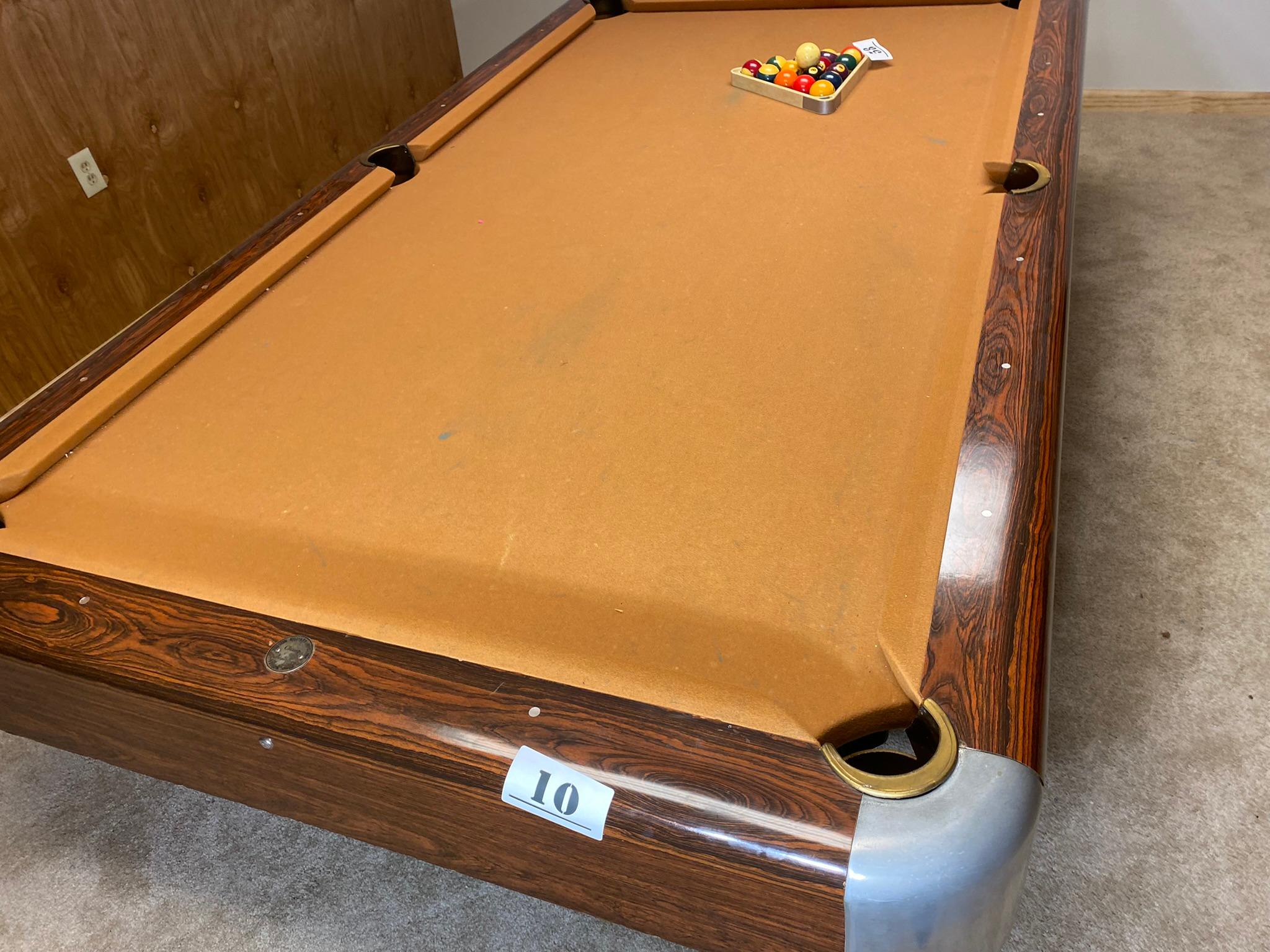 Vintage Mid Century Modern 8.5' Slate Pool Table by Edison Billiard Ohio