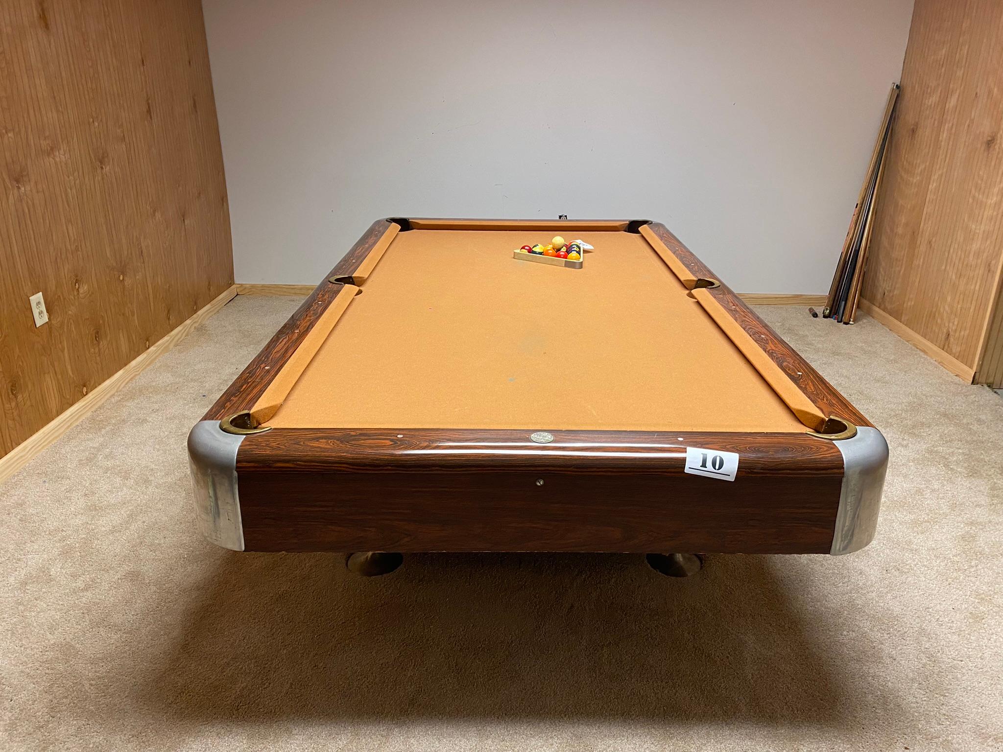 Vintage Mid Century Modern 8.5' Slate Pool Table by Edison Billiard Ohio