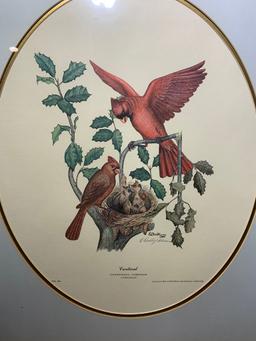 E. Dudley Williams Signed Cardinal Print & Eastern Bluebird Print