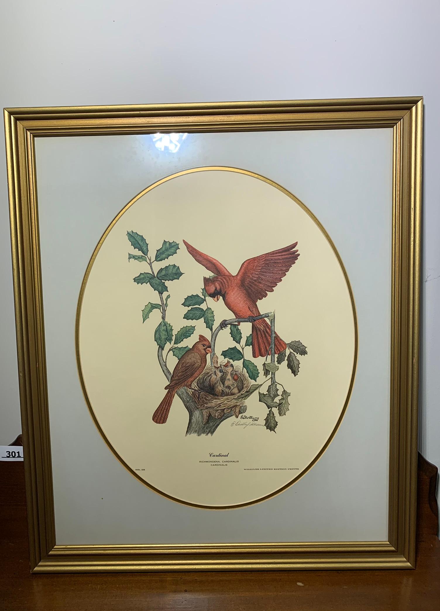 E. Dudley Williams Signed Cardinal Print & Eastern Bluebird Print