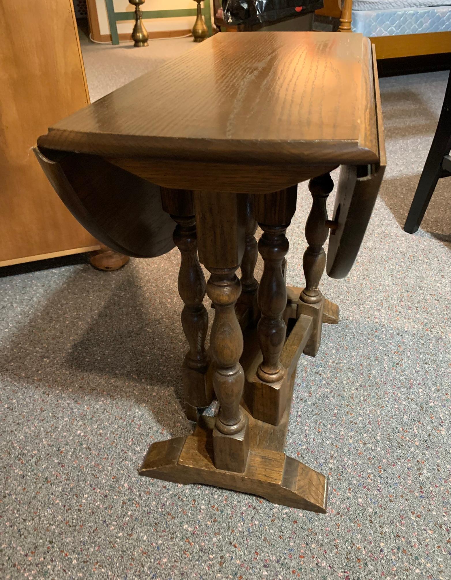 Pearson Upholstered Plaid Chair with Ottoman & Small Drop Leaf Side Table by Stone House Collection