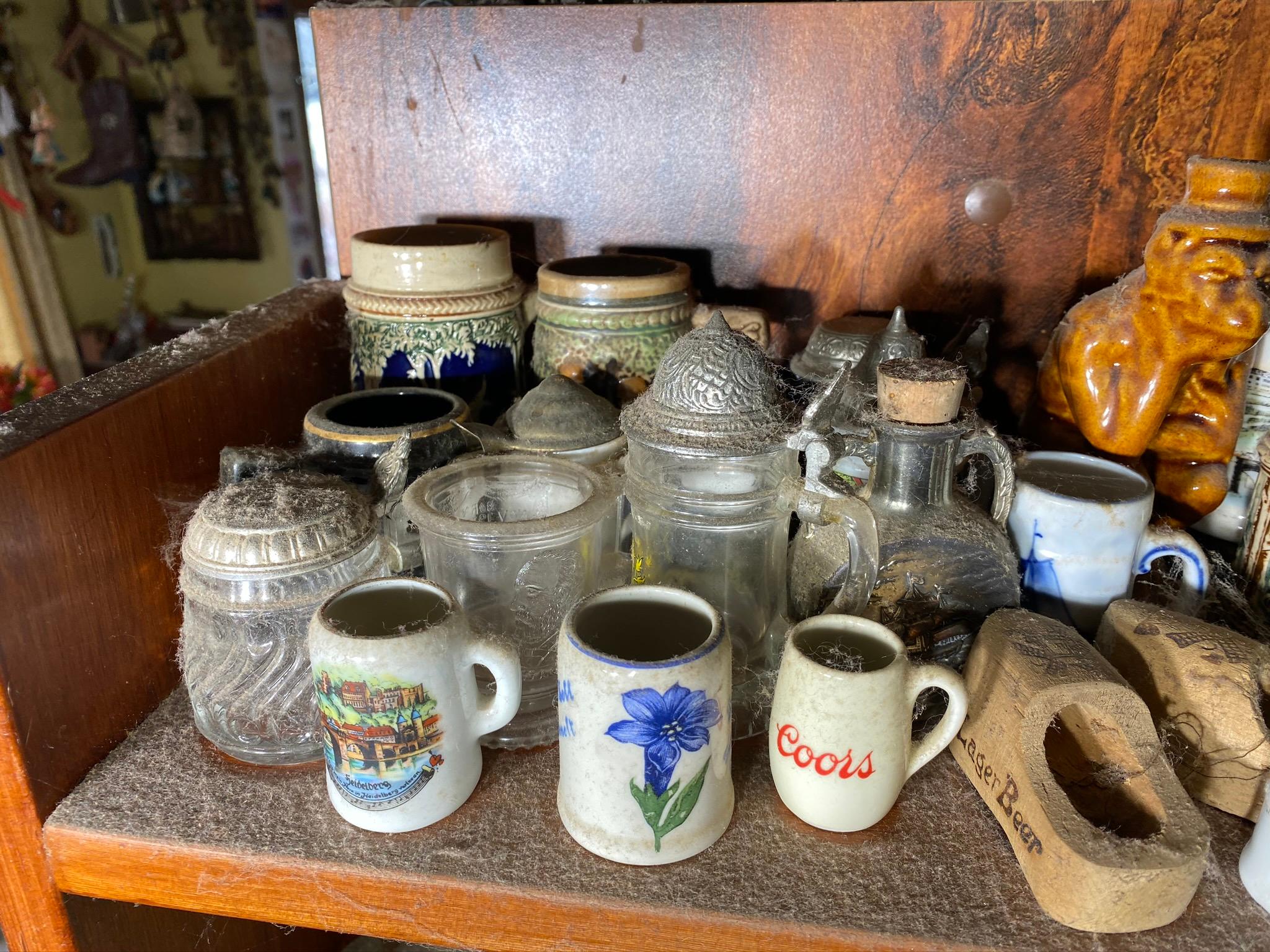 Contents of 3 Shelves Lot - Antiques, Advertising