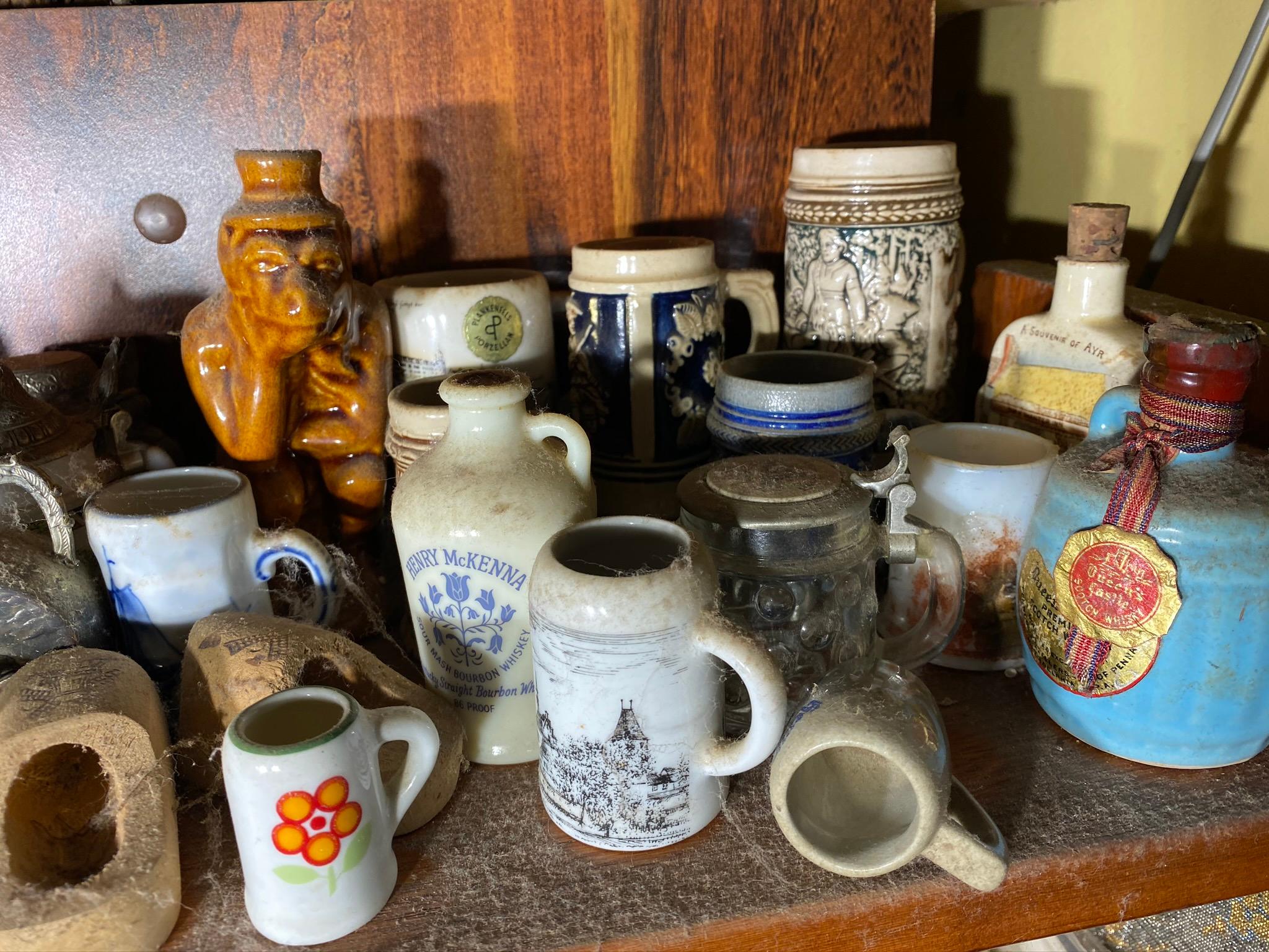 Contents of 3 Shelves Lot - Antiques, Advertising
