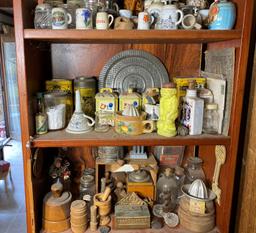 Contents of 3 Shelves Lot - Antiques, Advertising