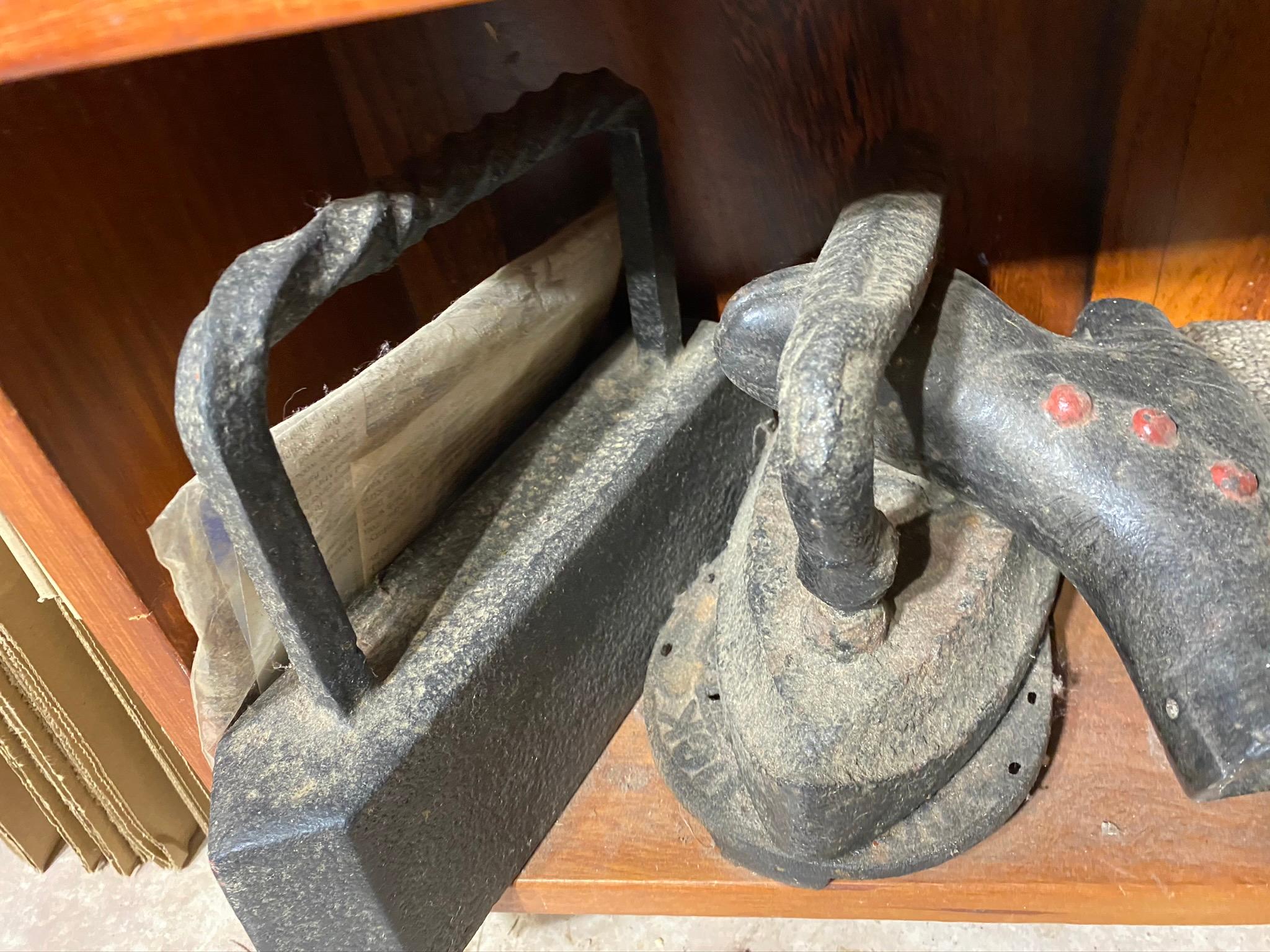 Contents of 2 Shelves lot - Primitives, Antiques