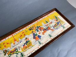 Vintage Swedish Christmas Scene Print in Frame