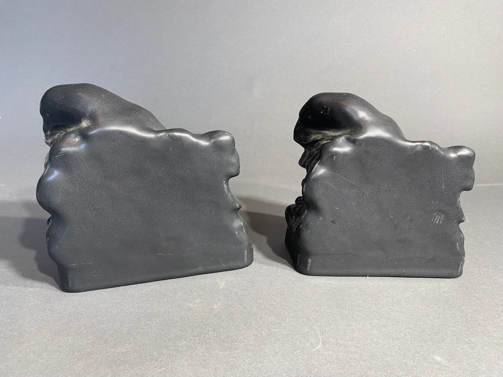 Pair of matte black Rookwood Raven Bookends