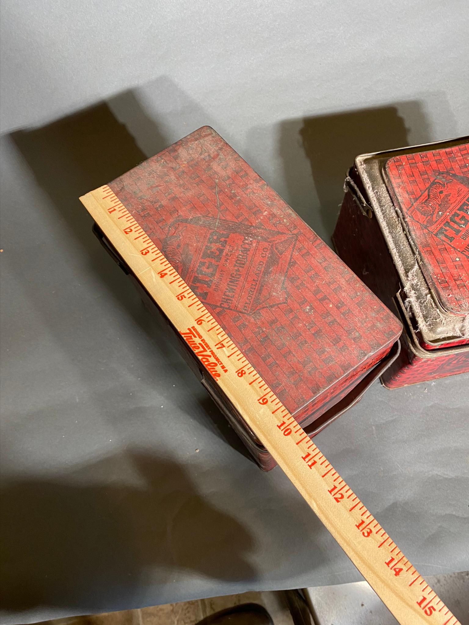 2 Antique Tiger Chewing Tobacco Tins