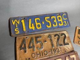 4 Antique License Plates, Ohio, Wisconsin