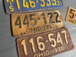 4 Antique License Plates, Ohio, Wisconsin