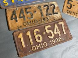 4 Antique License Plates, Ohio, Wisconsin