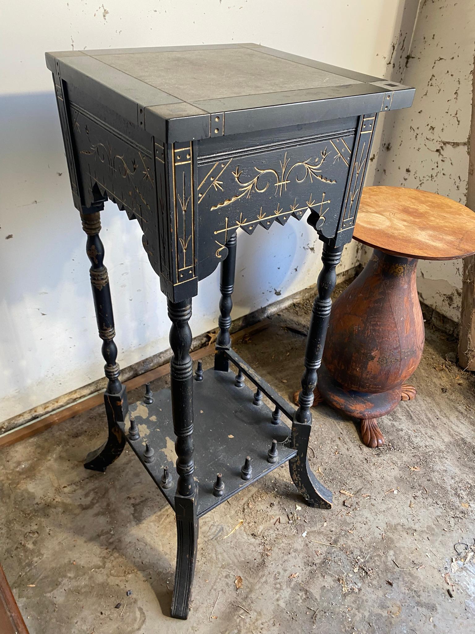 Unusual Pedestal w/Feet Plus Eastlake Stand with Marble Top