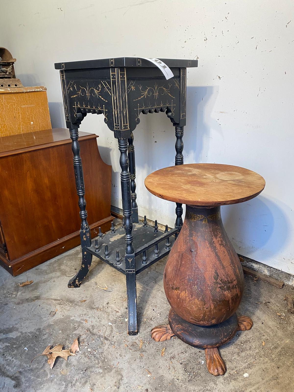 Unusual Pedestal w/Feet Plus Eastlake Stand with Marble Top