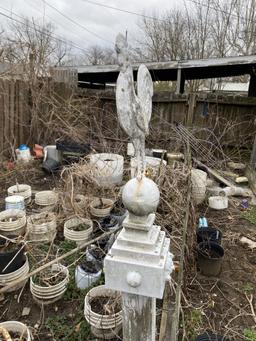 19th Century Painted Tin Rooster Fence Post or Roof Topper