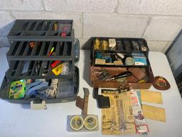 2 Tackle Boxes with Assorted Fishing Supplies - Hooks, Gold Cup Casting Line, Weights, Bobbers & Mor