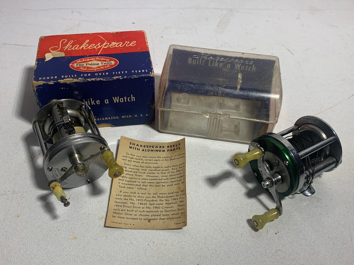 1964 Shakespeare Marhoff Model GE Fishing Reel &  Shakespeare 1920 Wondereel Leveling Reel