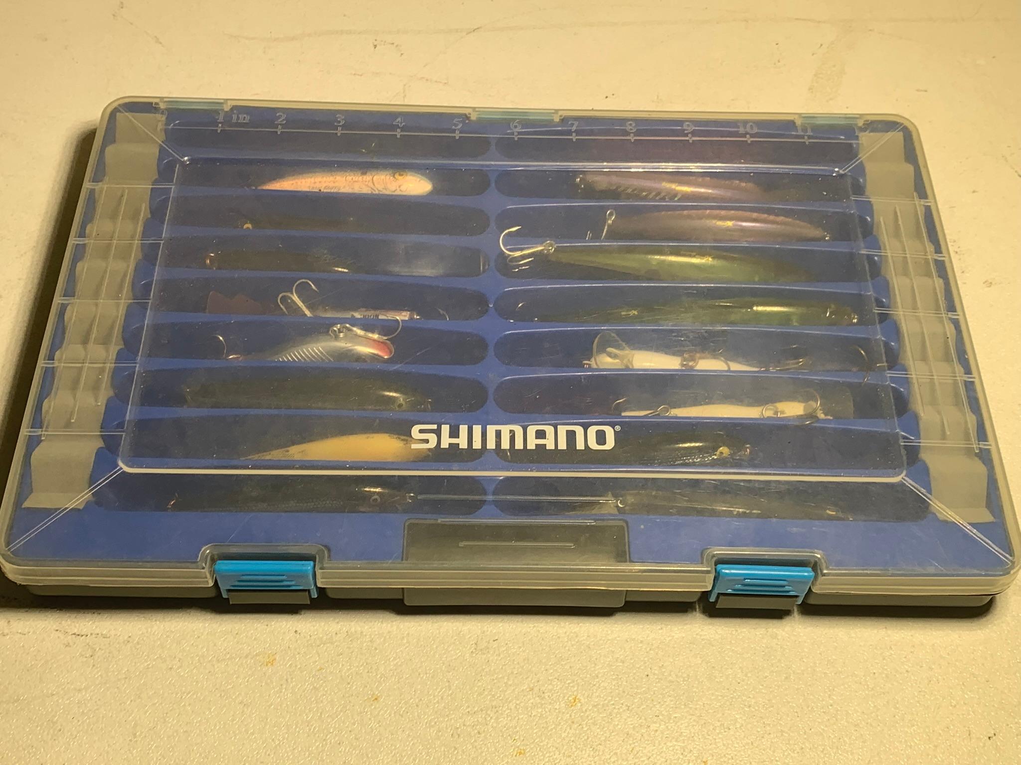 Shimano Tackle Storage with Hard Bait Lures - Hebet, Rapala Floating, Blue Fox,