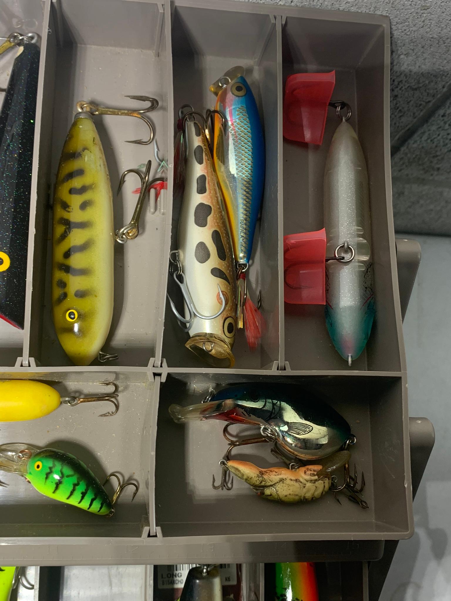 Flambeau Tackle Box with Contents - Hard Lures, Rush-Tango, Heddon, Creek Chub, B.A.S.S.