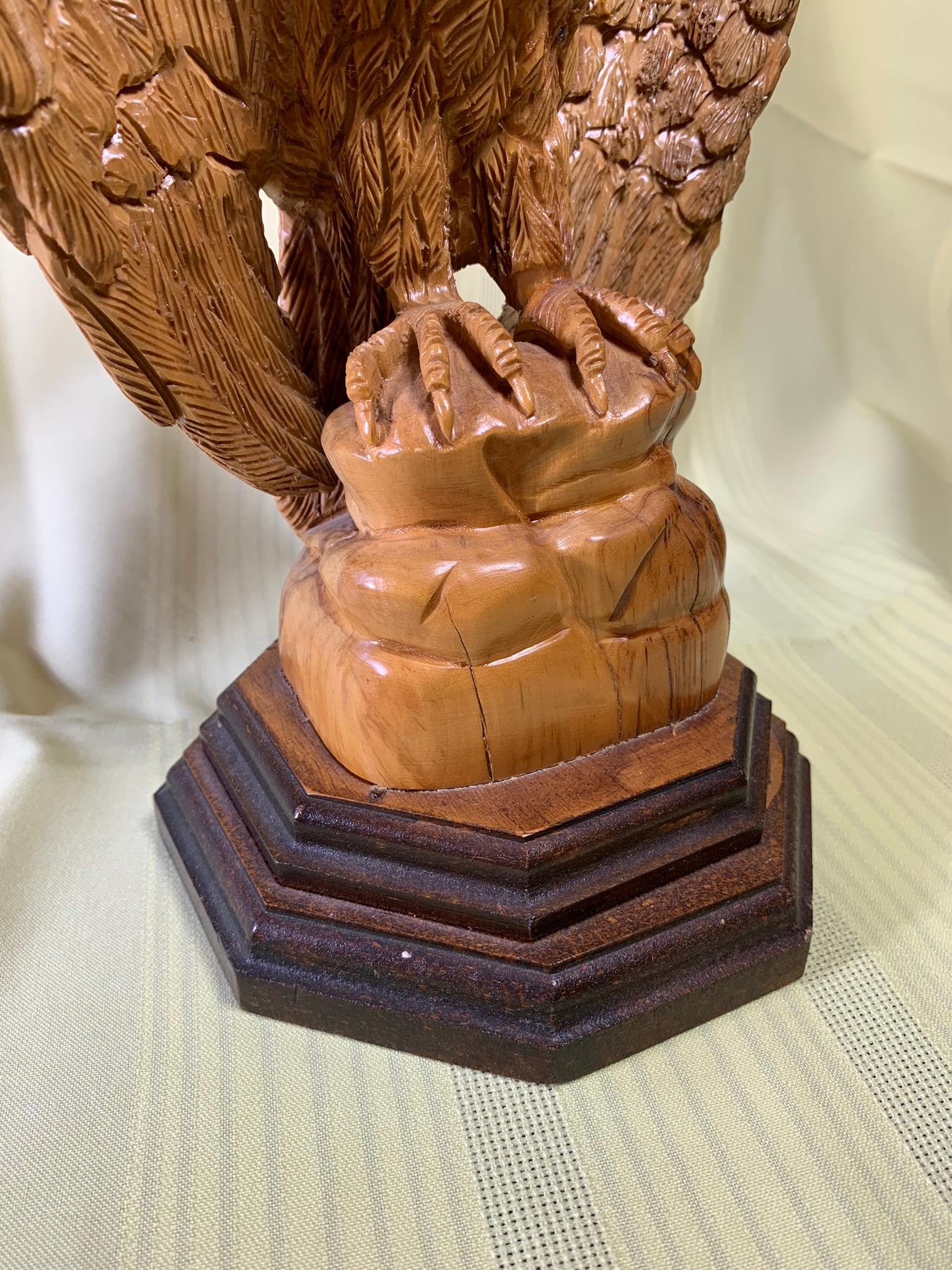 Carved Wooden Eagle Statue