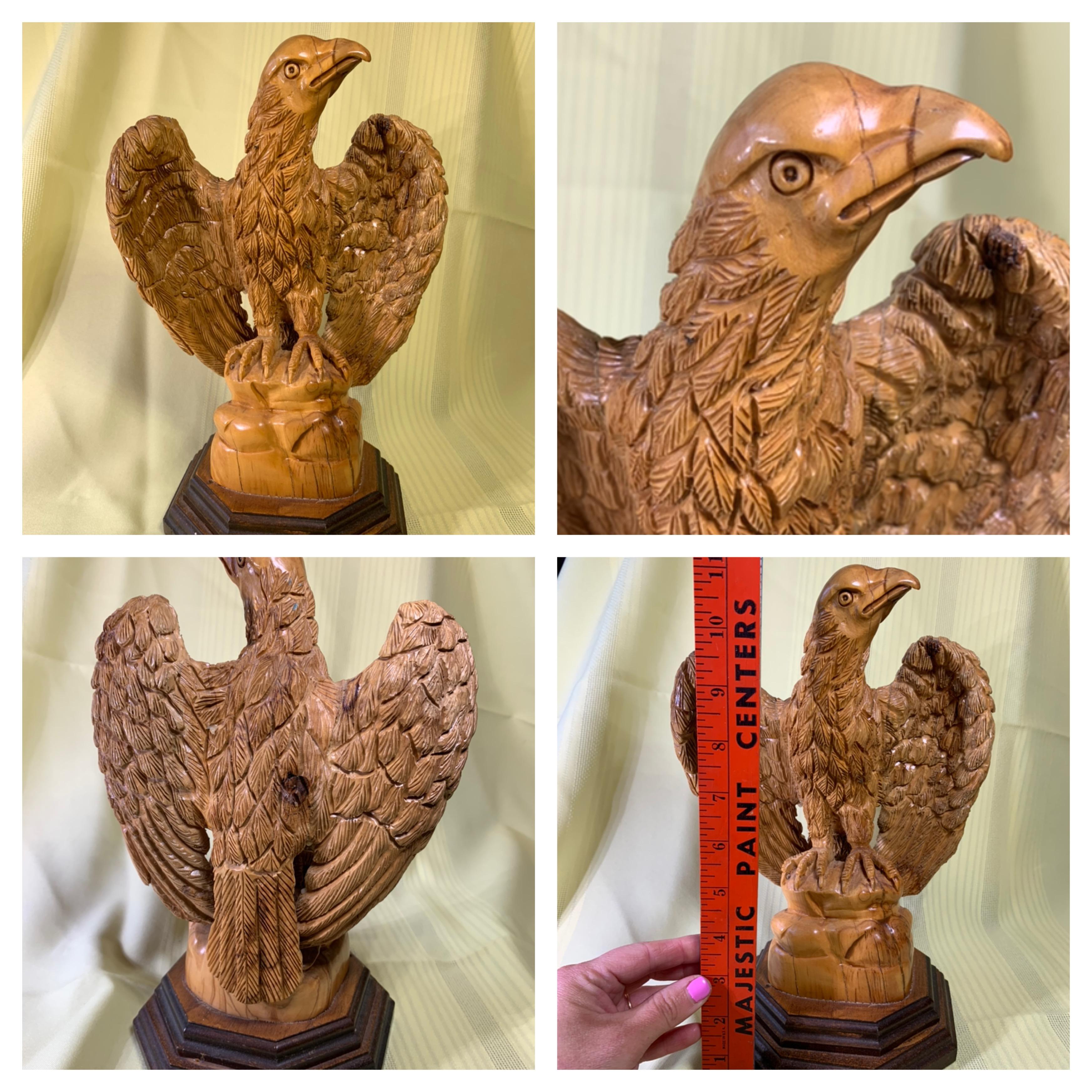 Carved Wooden Eagle Statue