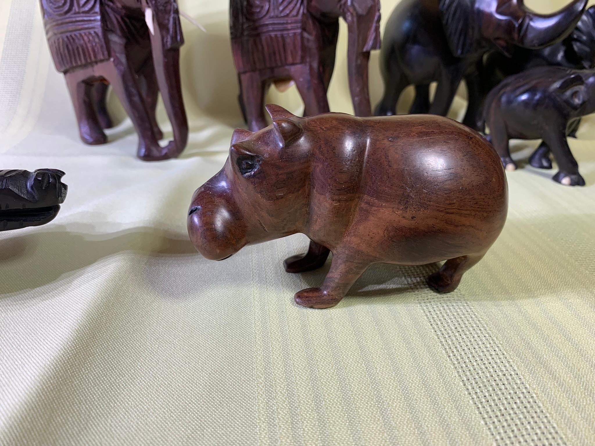 Group of Carved Wooden Animals - Some Made from Ebony from Africa