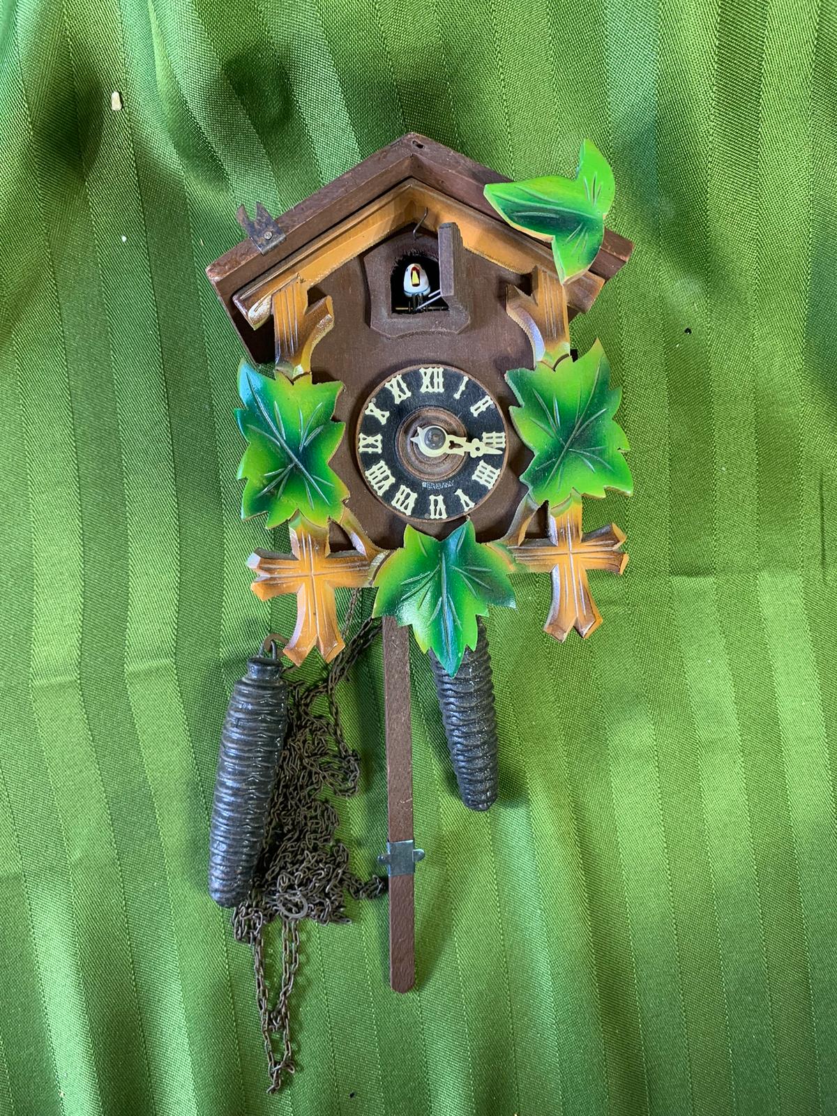 German Made Small Coo Coo Clock.  Missing a Leaf