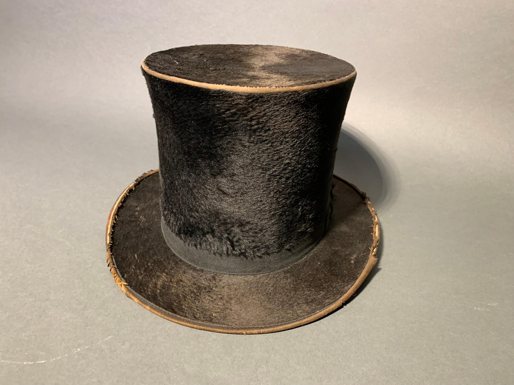 Antique Melton Hatter Beaver Skin Top Hat