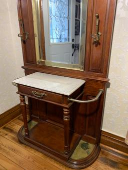 Beautiful Hall Tree with Marble Top