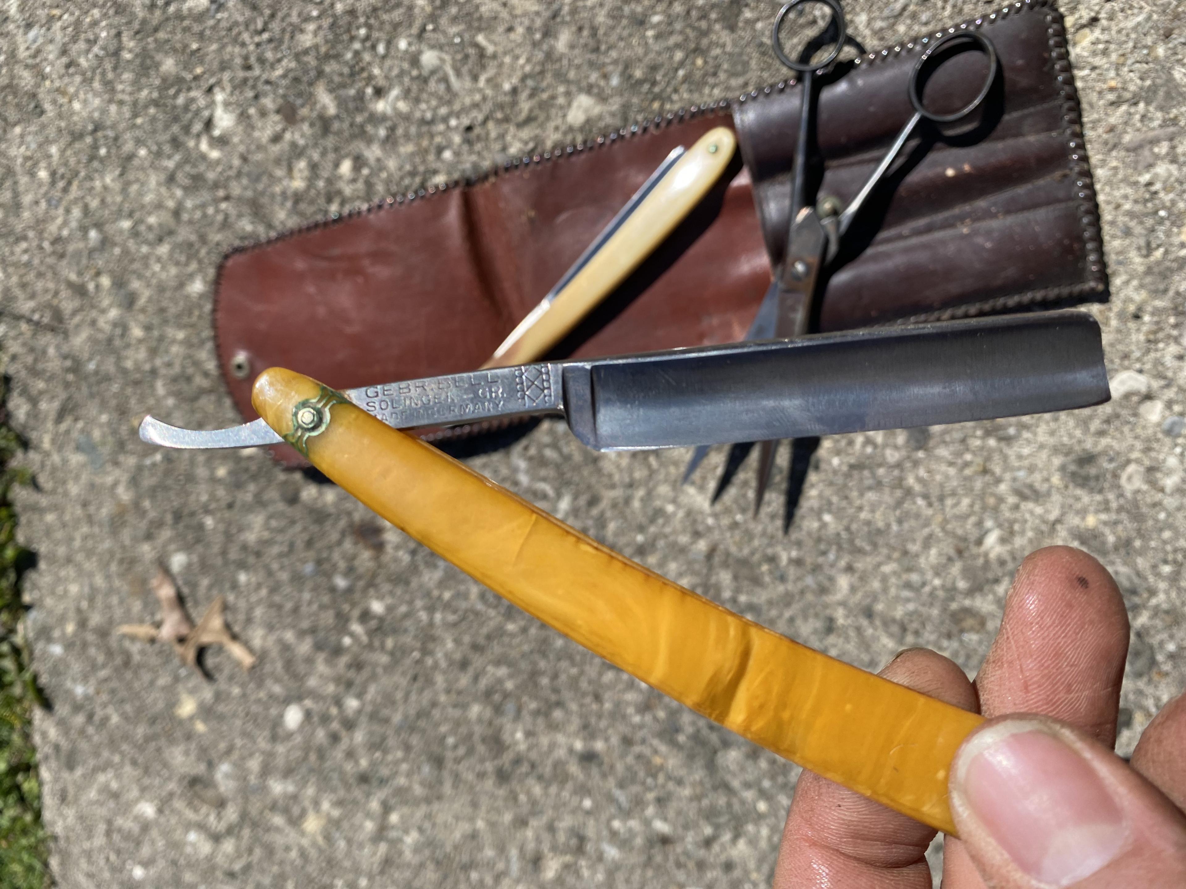 Antique Straight Razors and Barbers Scissors