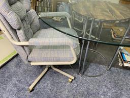 Retro Glass Top Table with Two Chairs