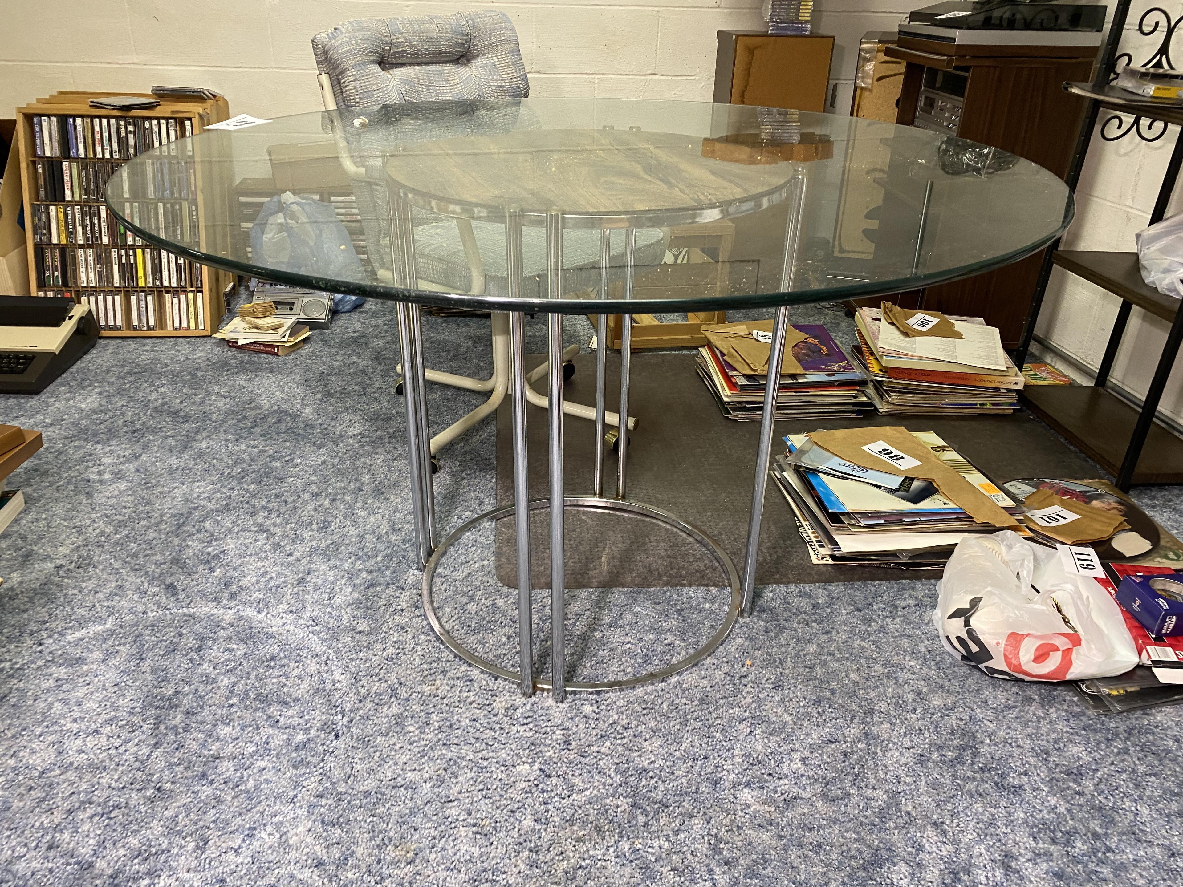 Retro Glass Top Table with Two Chairs