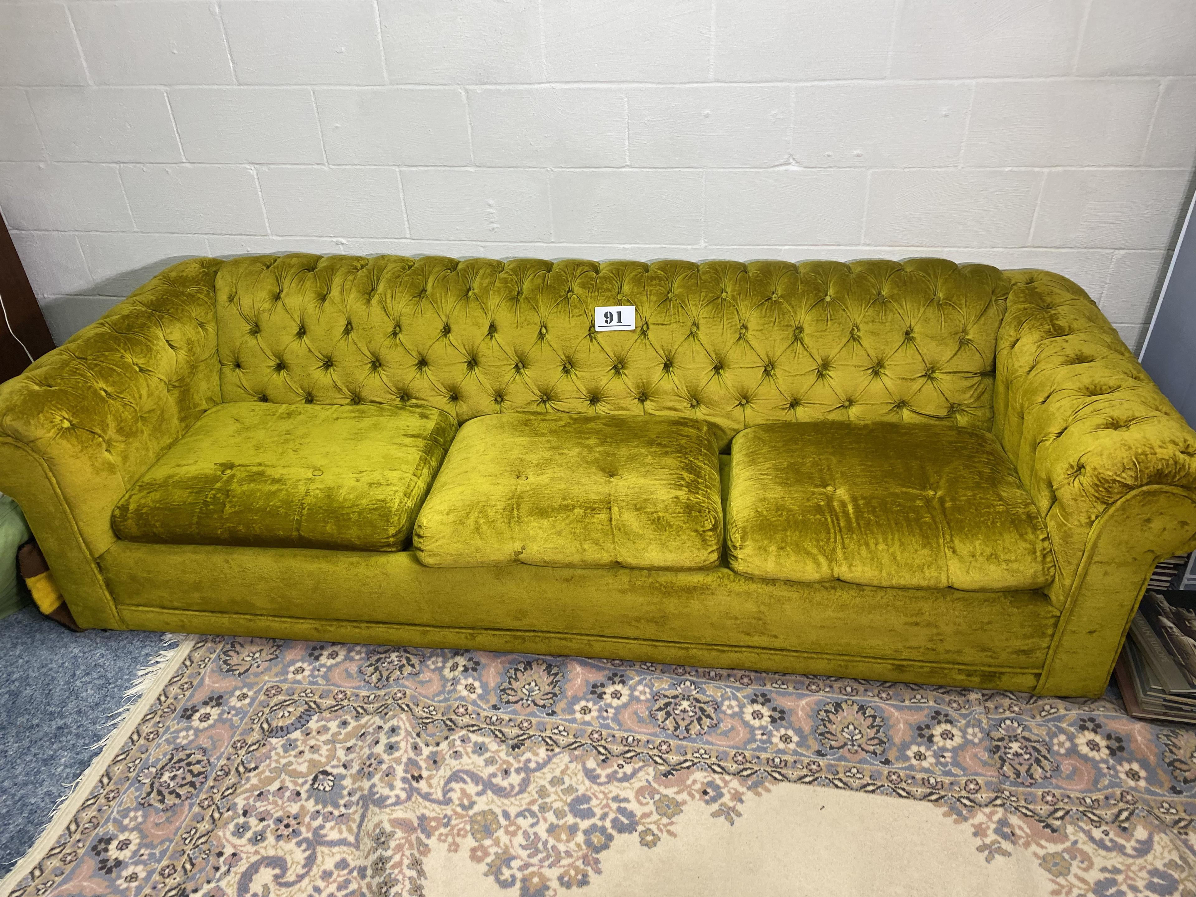 Pair Mid Century Green Sofas