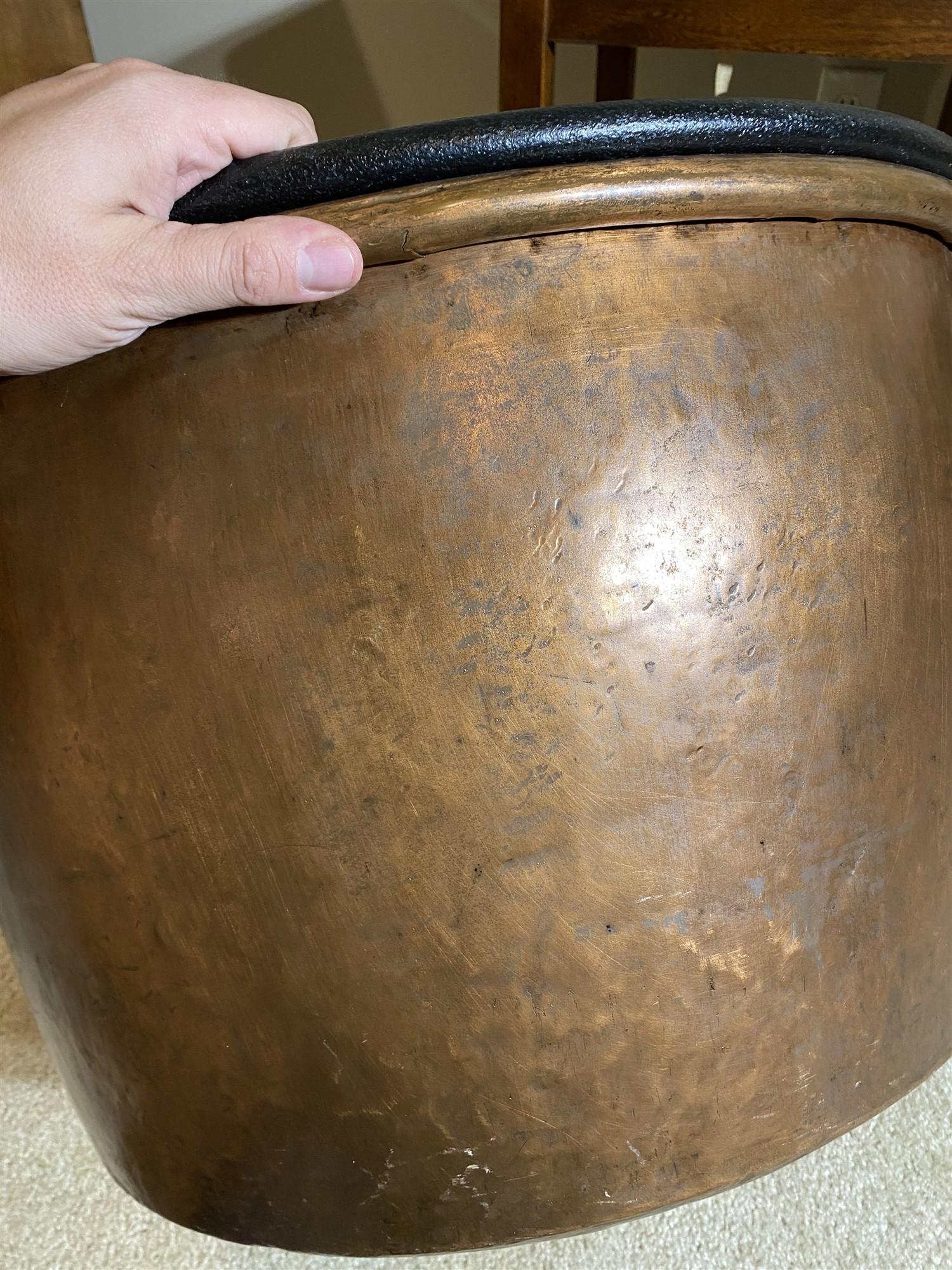 Large Antique Copper Apple Butter Kettle