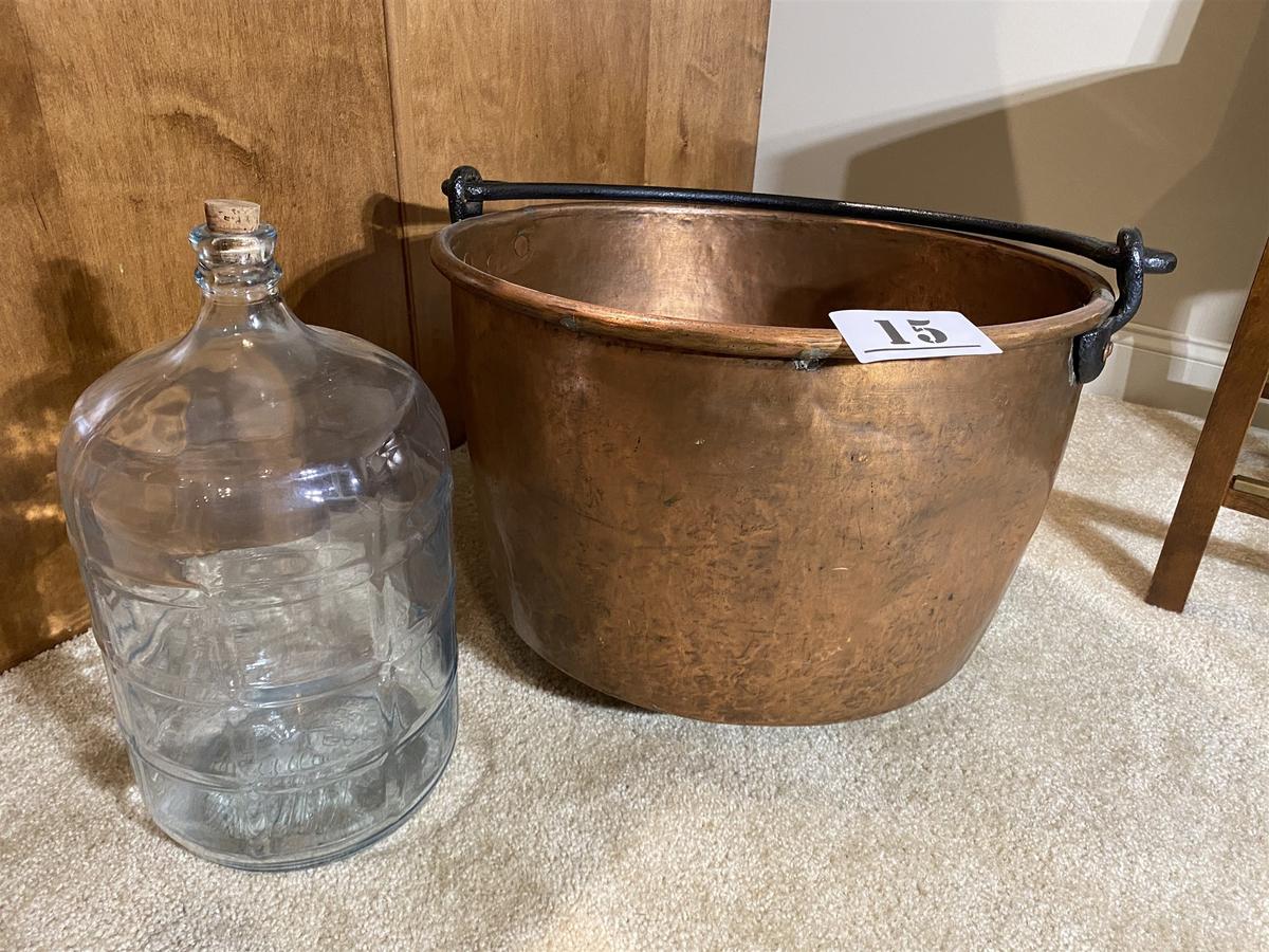 Large Antique Copper Apple Butter Kettle