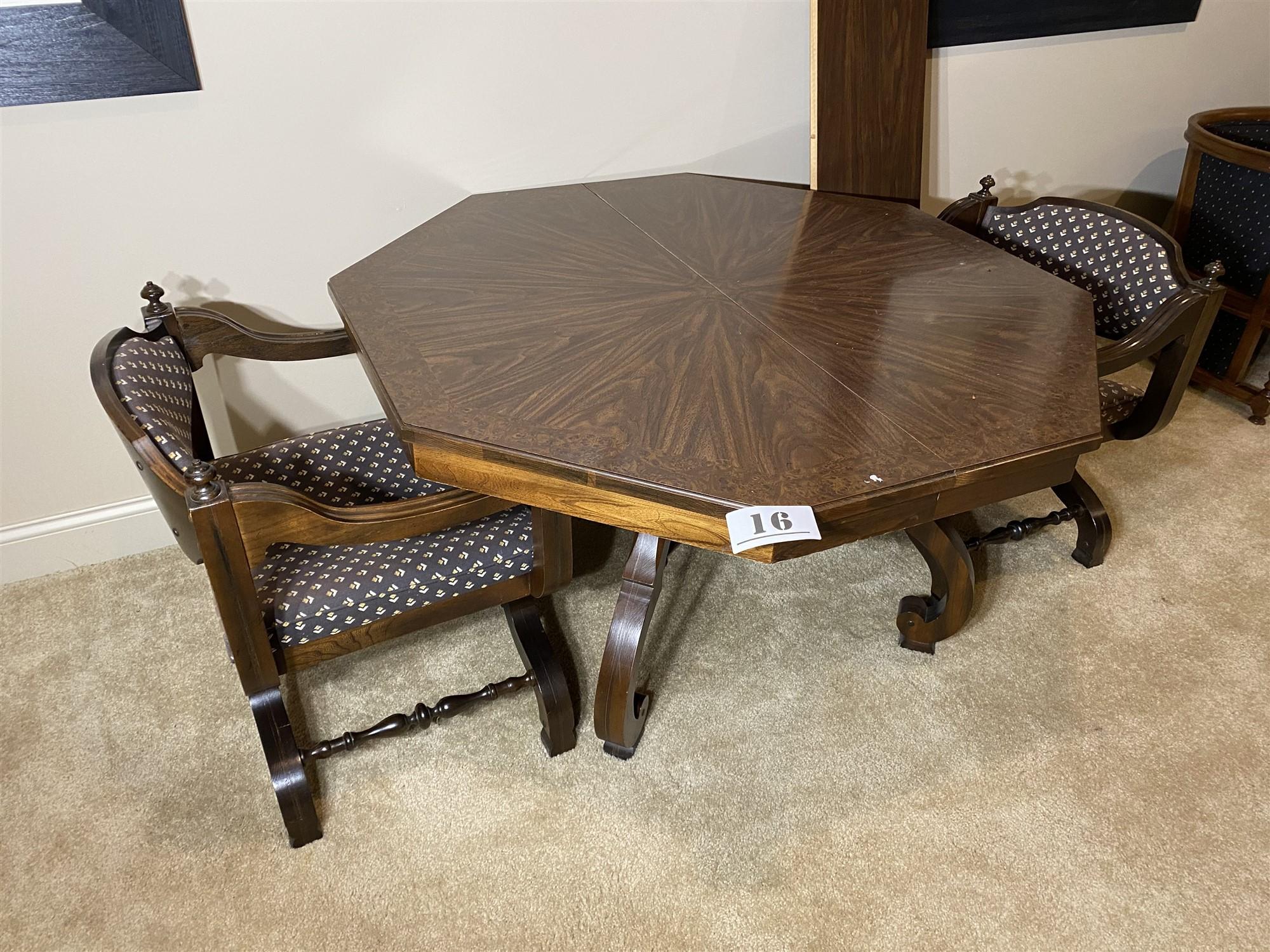 Mid Century Octagonal Table w/4 Unusual Chairs