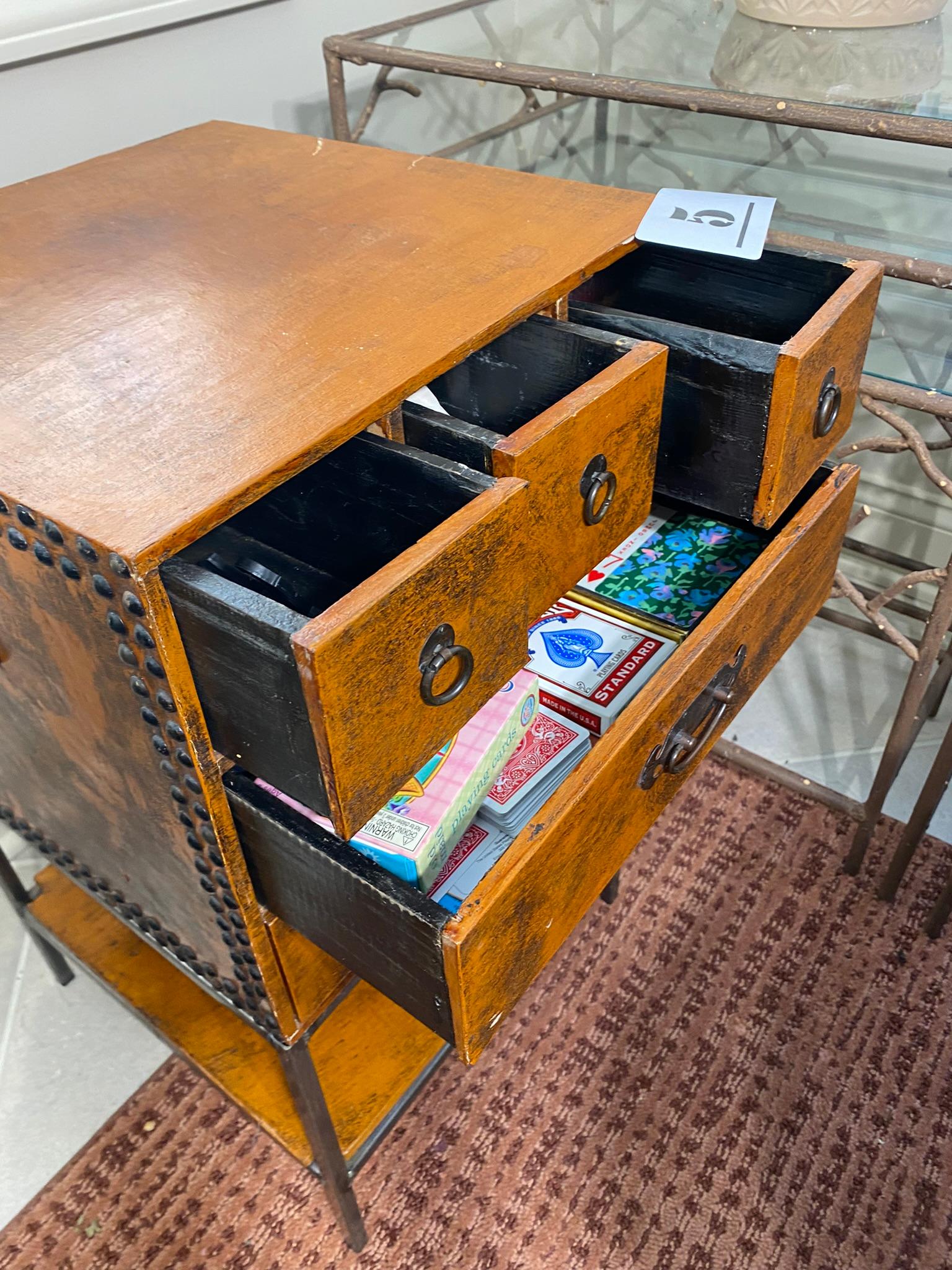 Chinese Style Box on Stand with Drawers, Nesting Tables