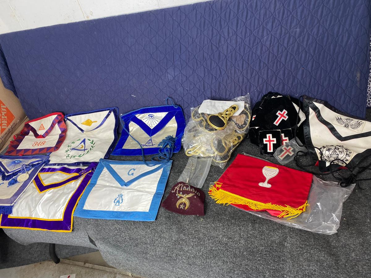 Group Lot CE Ward Factory Masonic Fraternal Aprons etc