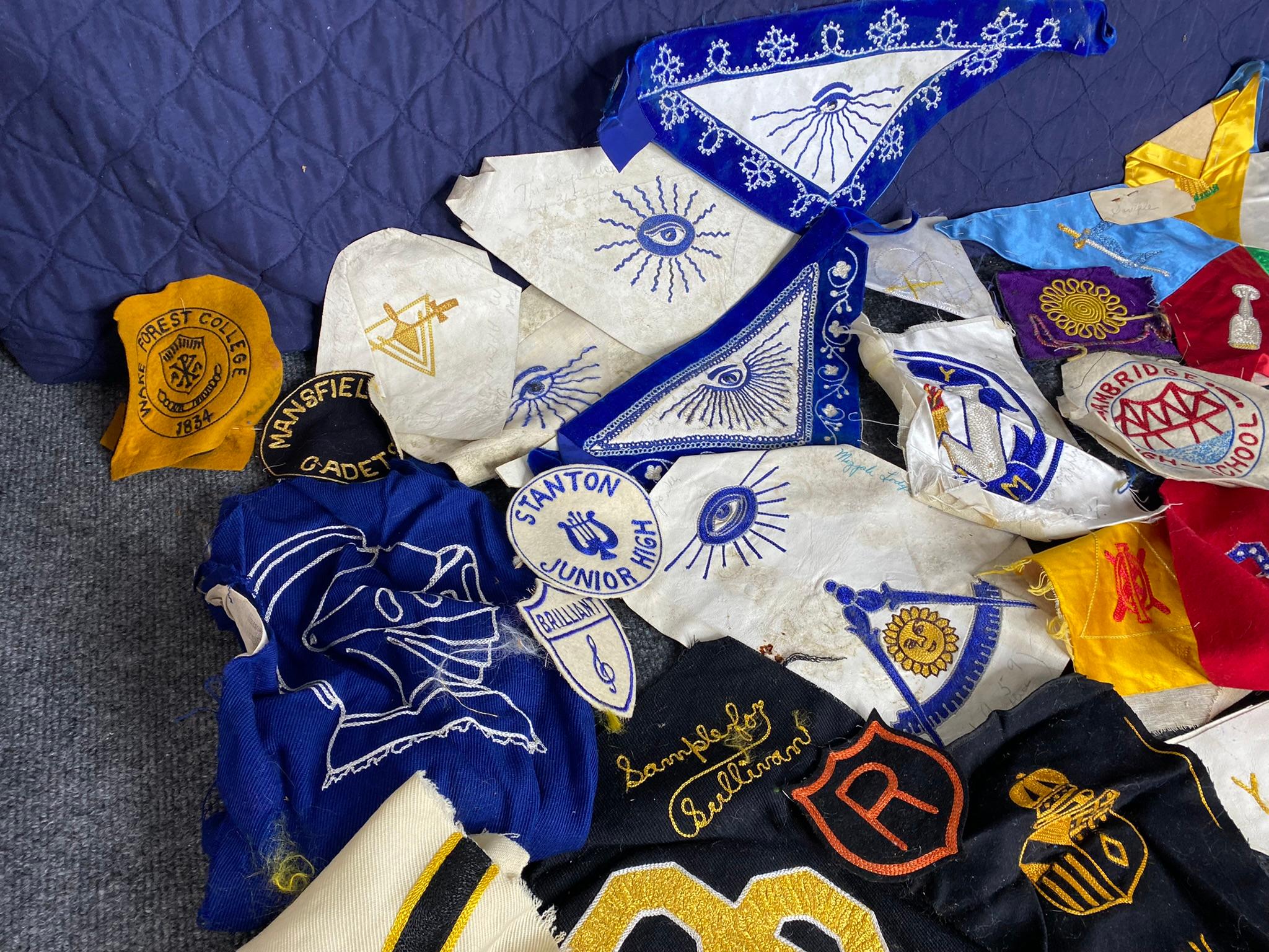 Group Lot CE Ward Factory Fraternal, School Patches etc