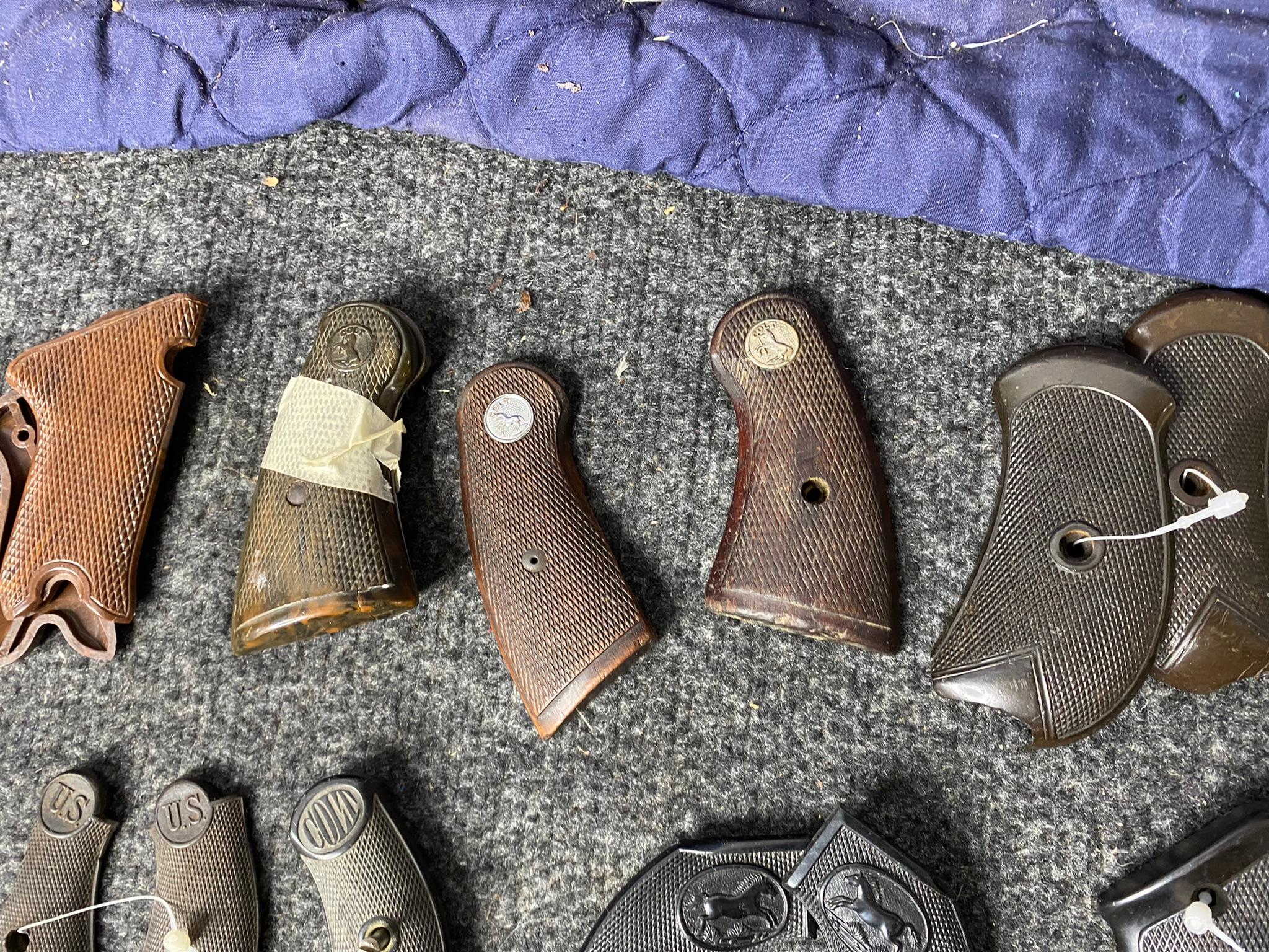 Group Lot Old Pistol Grips Many Colt Including Early