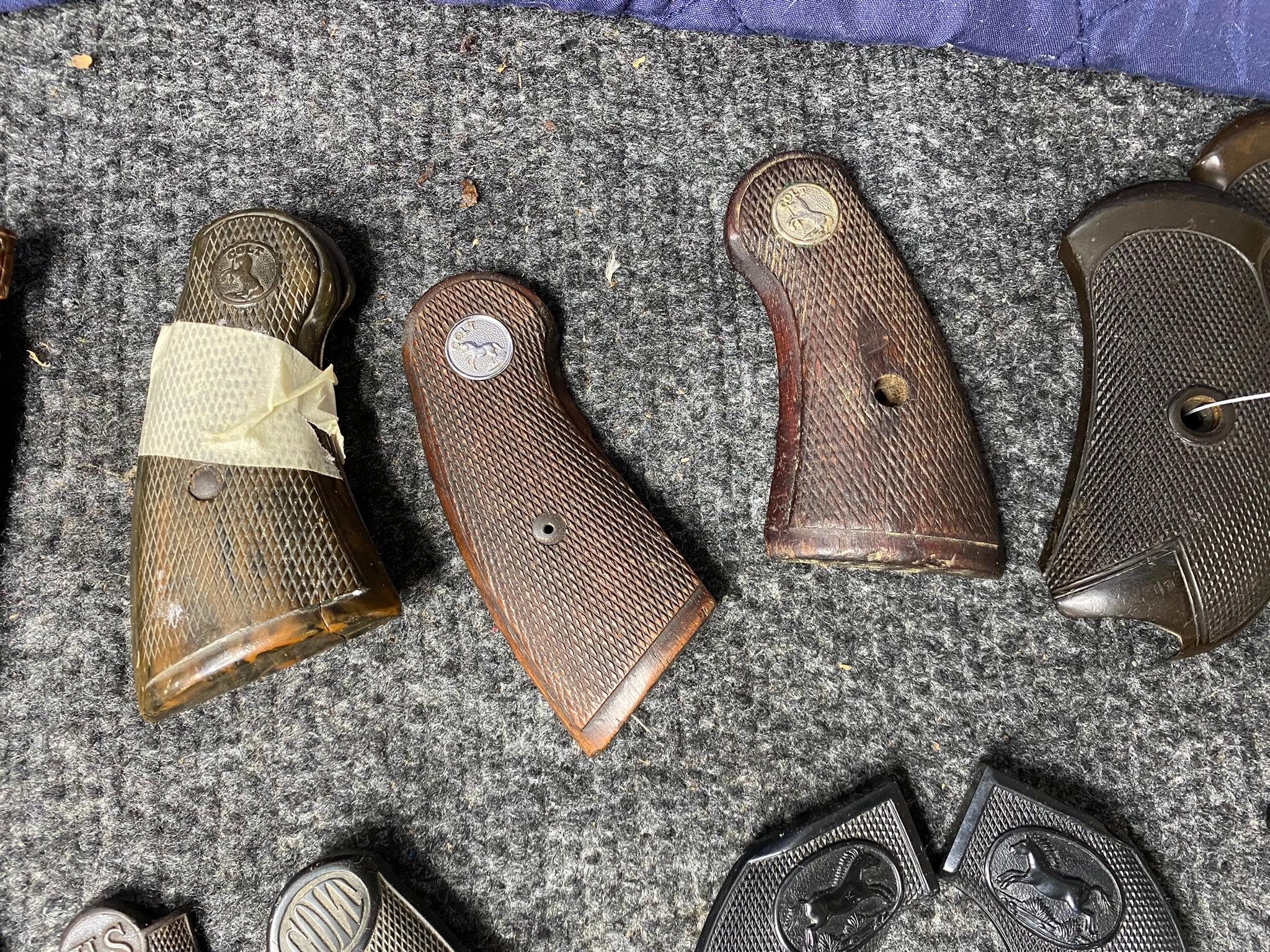 Group Lot Old Pistol Grips Many Colt Including Early