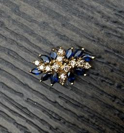 Vintage Sapphire and Diamond Pendant - 14k gold - 4.61 grams