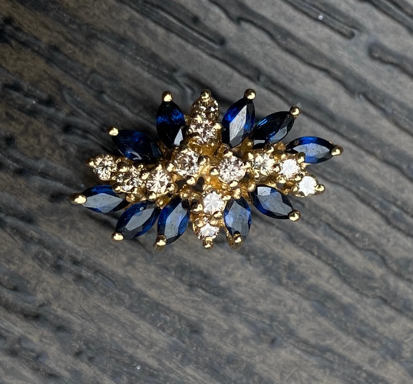 Vintage Sapphire and Diamond Pendant - 14k gold - 4.61 grams