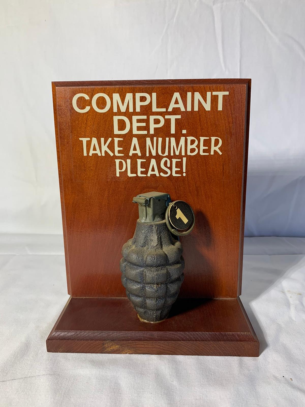 Complaint Department Novelty Item.  (NOT REAL)