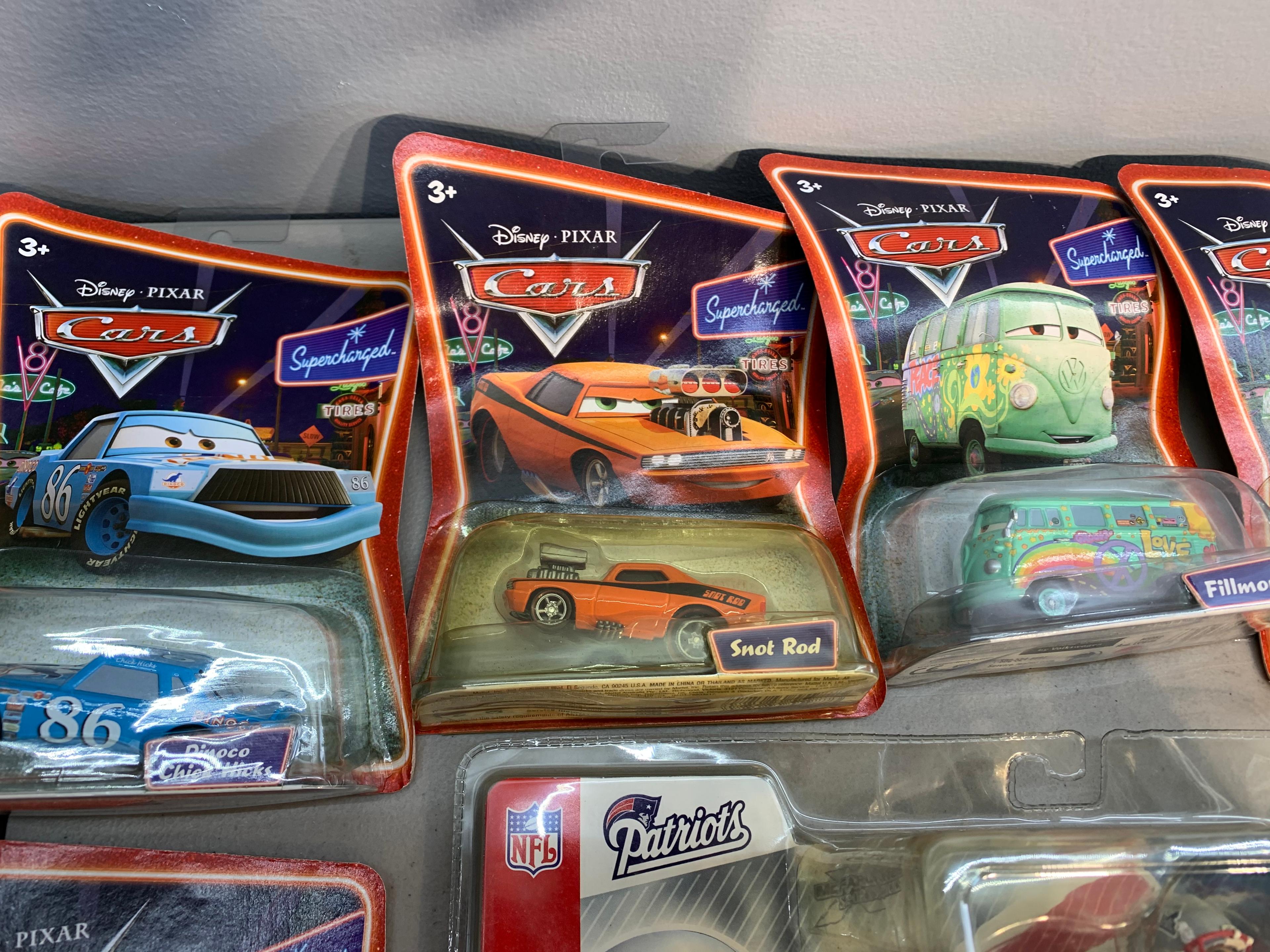 Group of Disney Pixar Cars, Hot Wheels, Star Wars Figure and NFL Action Figures