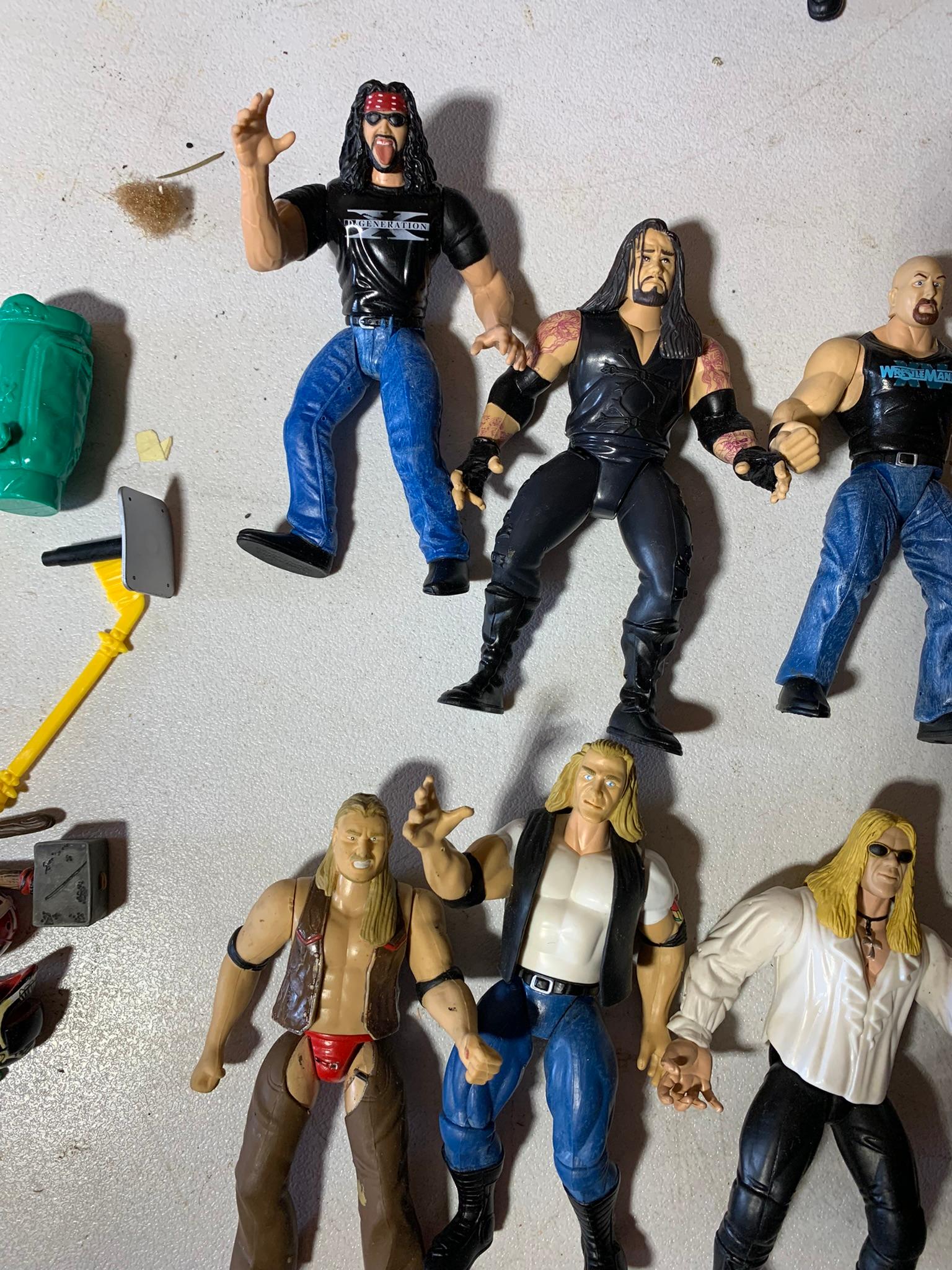 Large Group of Vintage Wrestler Action Figures