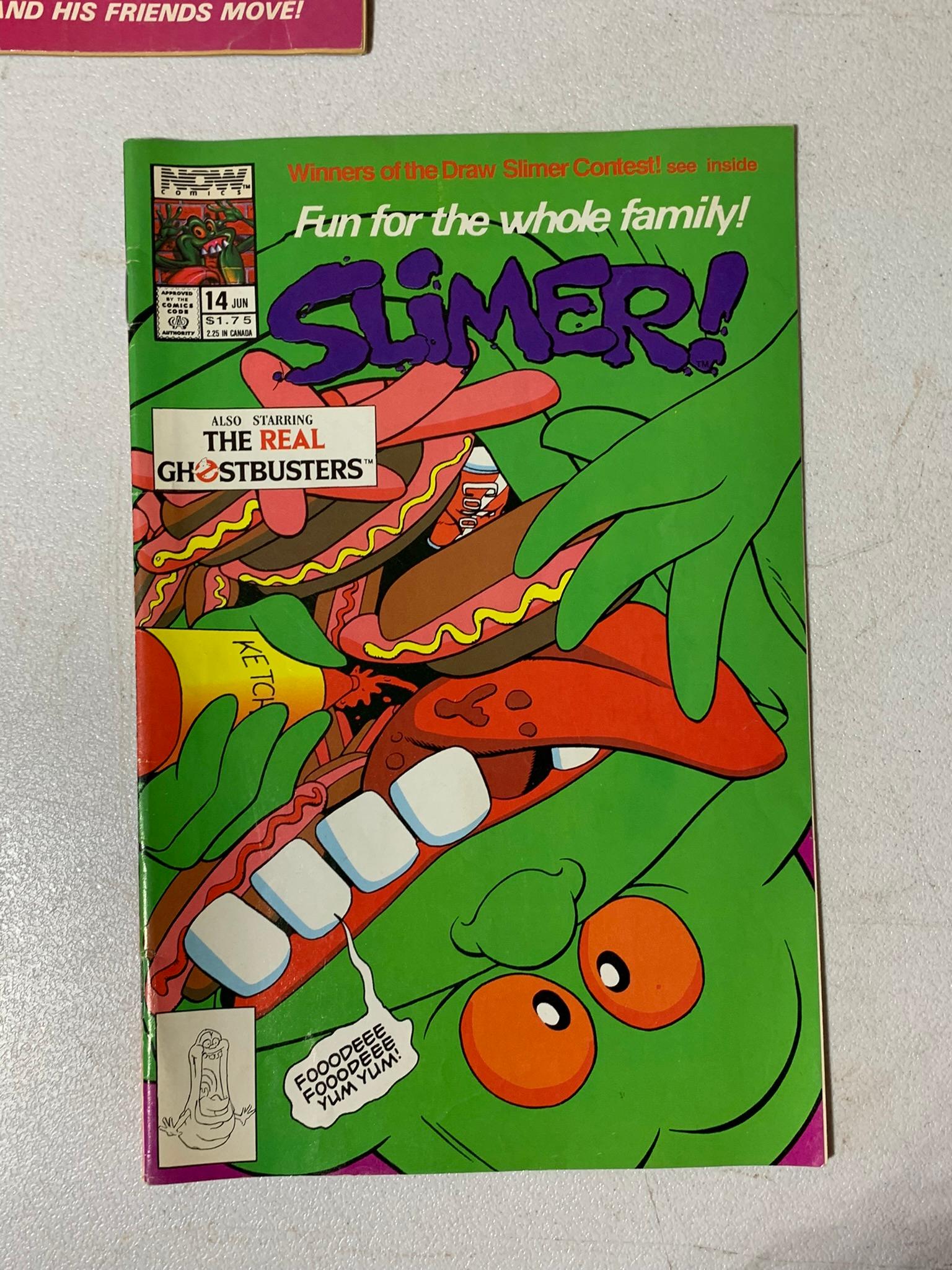 2 Vintage Now Comics Slimer Comics & Diamond Slimer Sticker Book