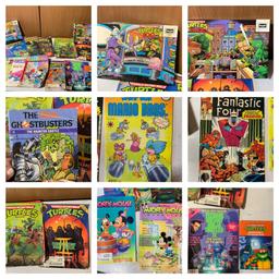 Group of Vintage Comics, Puzzles & Magazines - Ghostbusters, Fantastic Four, Super Mario Brothers,