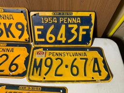 Group of Vintage Pennsylvania License Plates, '54,'55,'57