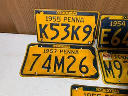 Group of Vintage Pennsylvania License Plates, '54,'55,'57