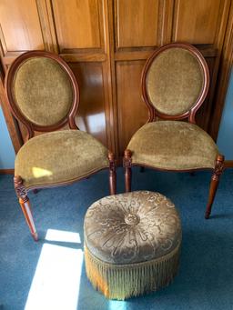 Two Bombay Company Chairs and Ottoman